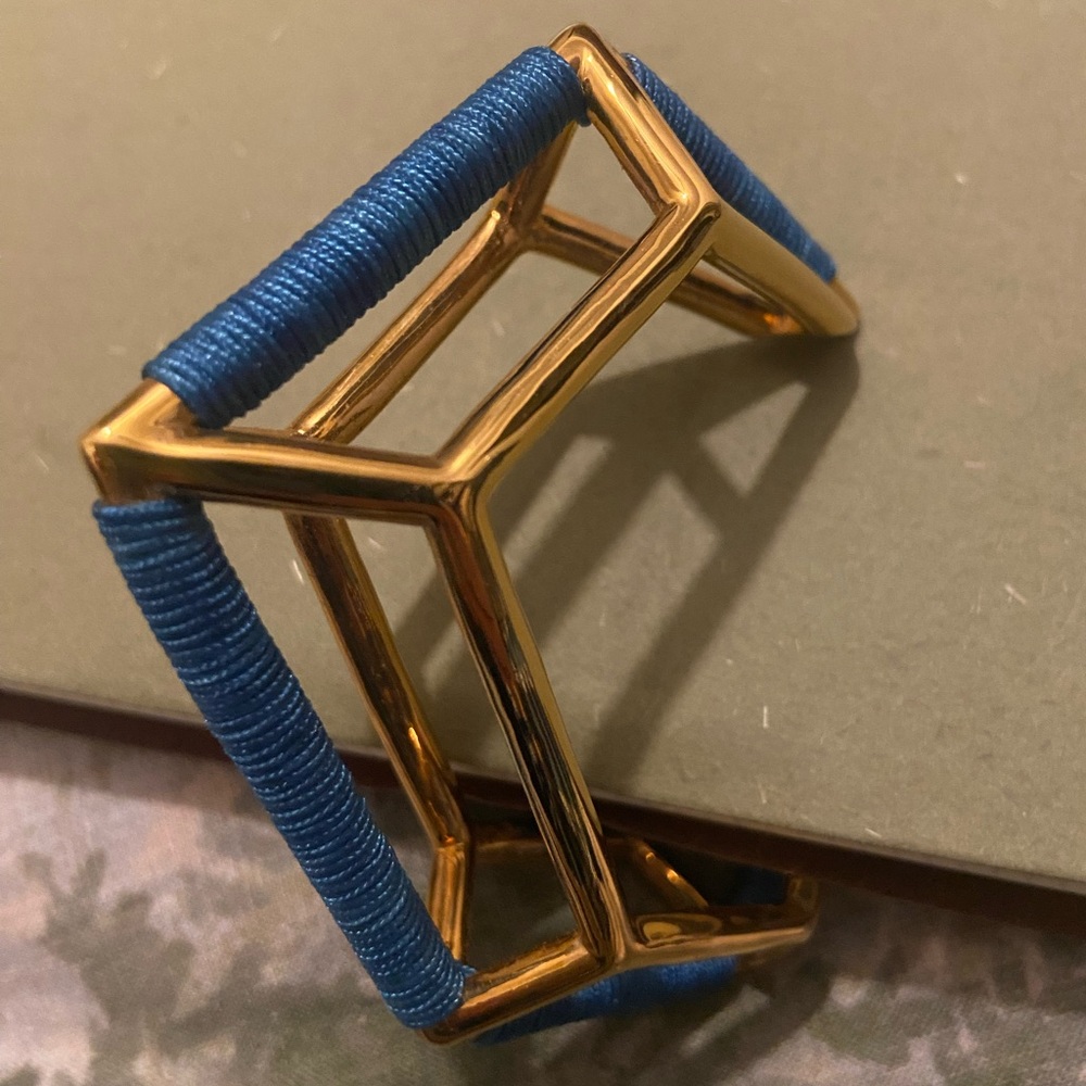 Vince Camuto Gold and Blue Sculptural Bracelet